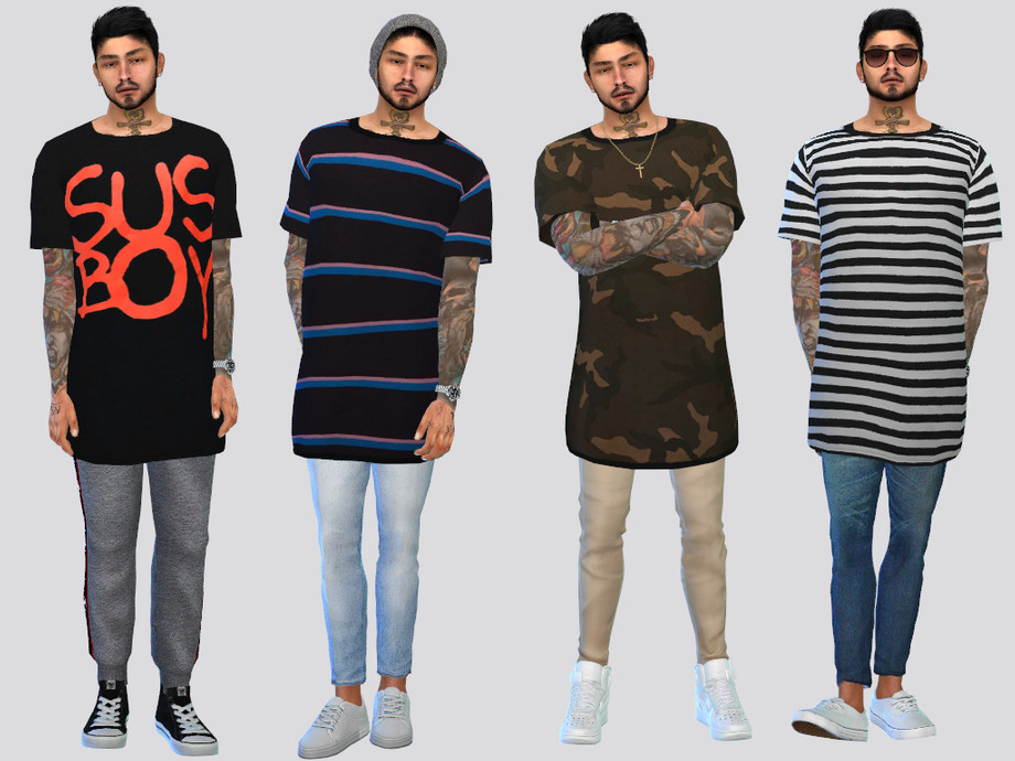 Thrift Long Tees by McLayneSims at TSR » Sims 4 Updates
