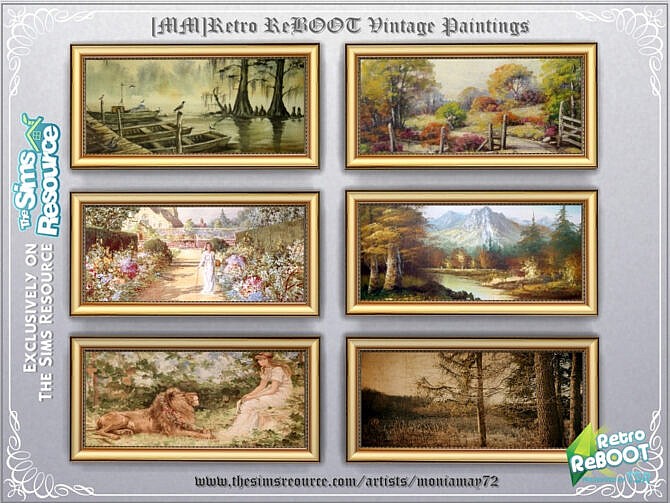 Sims 4 Retro Vintage Paintings by Moniamay72 at TSR