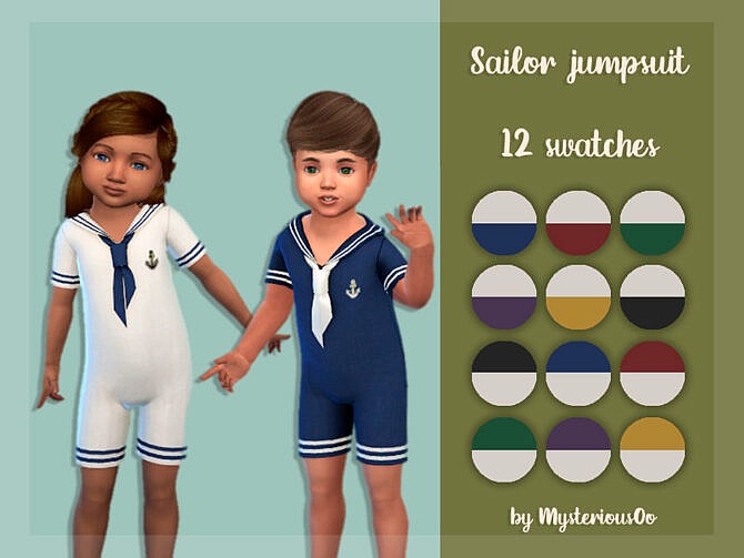 Sims 4 Sailor jumpsuit by MysteriousOo at TSR