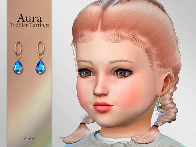 Sims 4 Aura Toddler Earrings by Suzue at TSR
