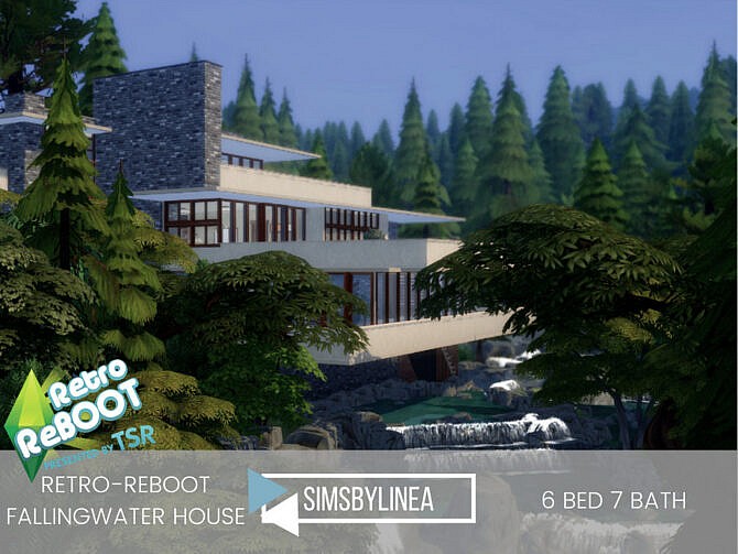 Sims 4 Retro Fallingwater House by SIMSBYLINEA at TSR