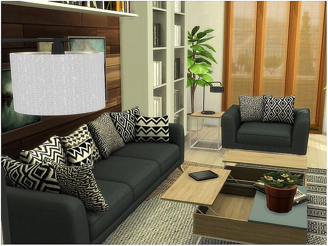 Sims 4 Warm Living Room by lotsbymanal at TSR