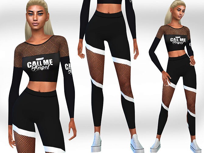 Sims 4 Fishnet Detail Athletic and Casual Outfit by Saliwa at TSR
