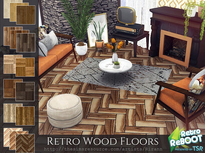 Sims 4 Retro Wood Floors by Rirann at TSR