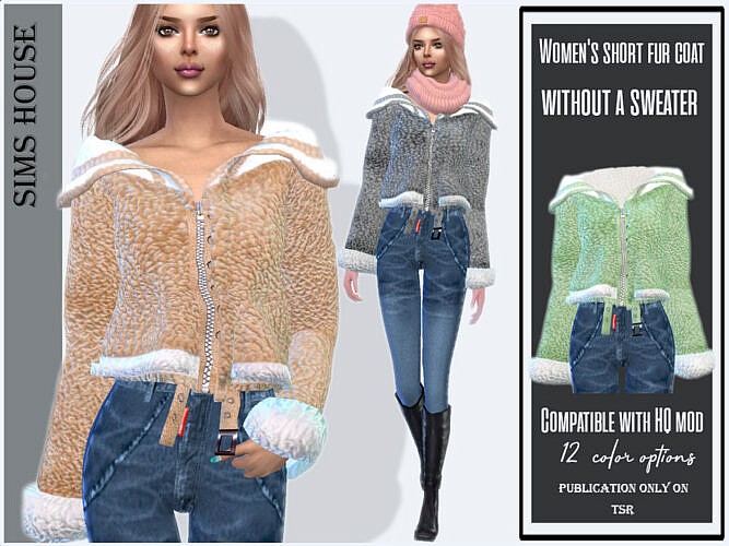 Short Fur Coat Without A Sweater By Sims House