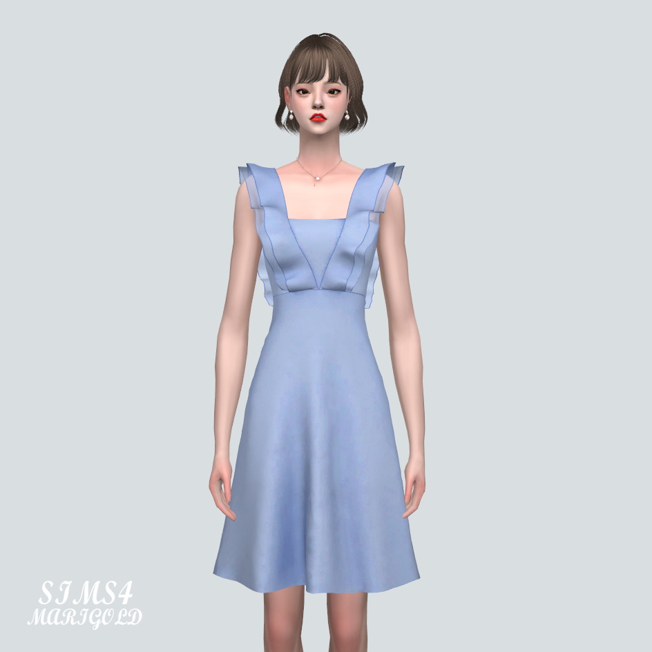 Flare Midi Dress SL 5 at Marigold » Sims 4 Updates