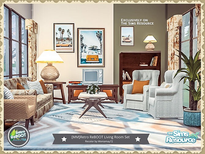 Sims 4 Retro Living Room Set by Moniamay72 at TSR
