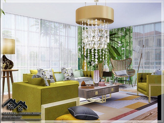 Sims 4 MARCEL Living Room by marychabb at TSR