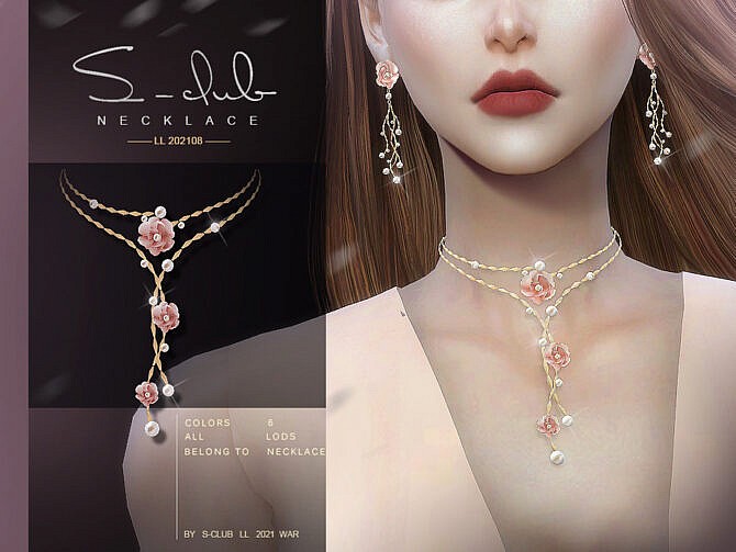 Sims 4 Flower necklace 202108 by S Club LL at TSR