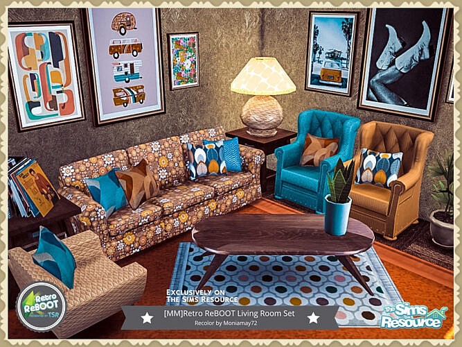 Retro Living Room Set by Moniamay72 at TSR » Sims 4 Updates