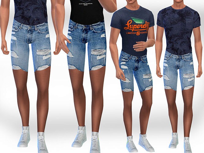 Men Ripped Denim Shorts By Saliwa