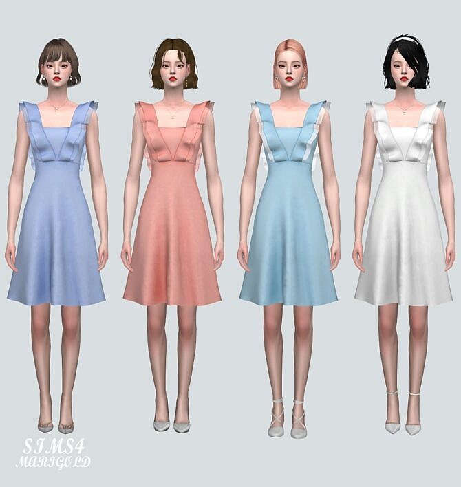 Sims 4 Flare Midi Dress SL 5 at Marigold