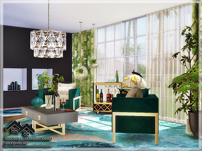 Sims 4 MARCEL Living Room by marychabb at TSR