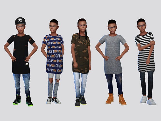 Thrift Long Tees Boys by McLayneSims at TSR » Sims 4 Updates