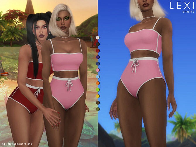 Sims 4 High Waisted Sport Shorts by Plumbobs n Fries at TSR