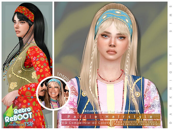 Sims 4 Retro Pattie Hairstyle Set by DarkNighTt at TSR
