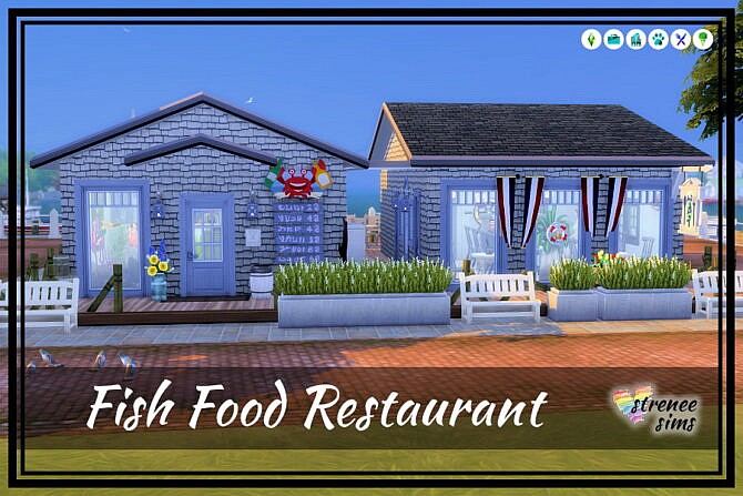 Sims 4 Fish Food Restaurant at Strenee Sims