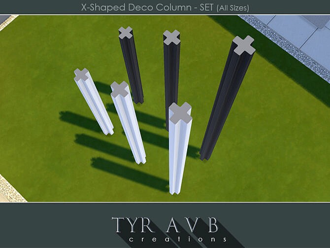 Sims 4 X Shaped Deco Column SET (All Sizes) by TyrAVB at TSR