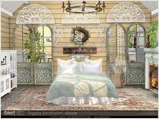 Sims 4 Agata bedroom decor by Severinka at TSR