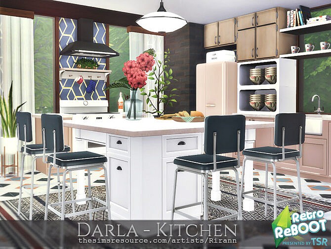 Sims 4 Retro Darla Kitchen by Rirann at TSR