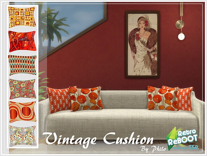 Sims 4 Retro Vintage Cushion by philo at TSR