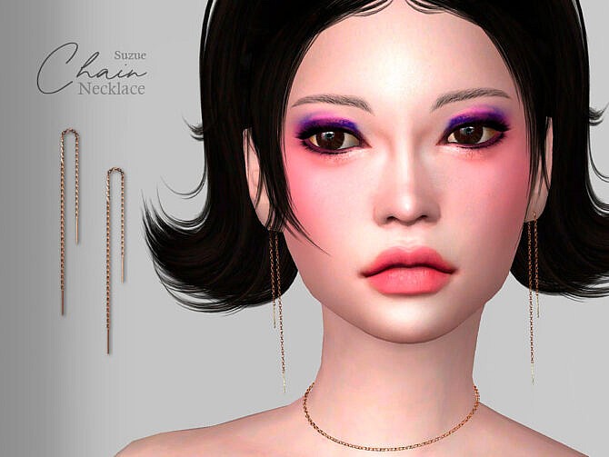 Sims 4 Chain Earrings by Suzue at TSR