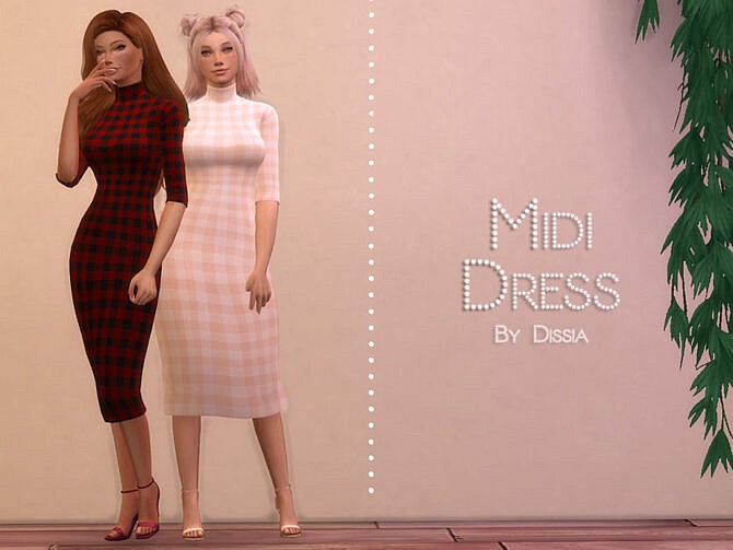 Sims 4 Midi Dress by Dissia at TSR
