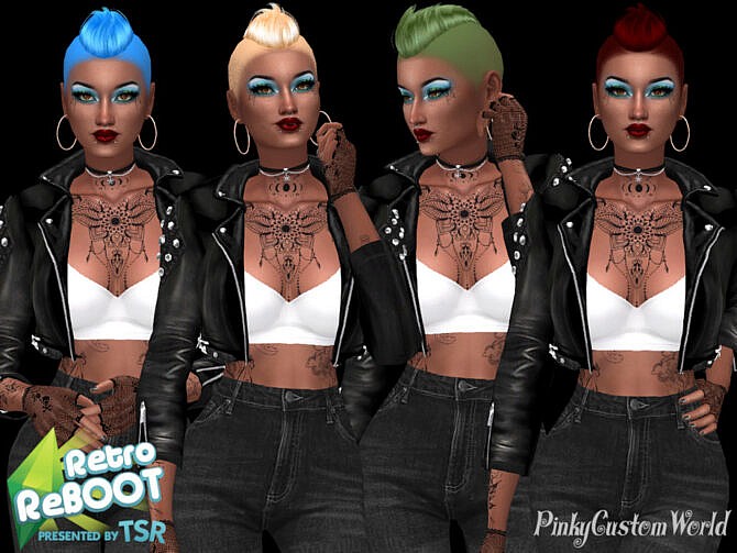 Sims 4 Retro Recolor of Nightcrawlers Strong hair by PinkyCustomWorld at TSR