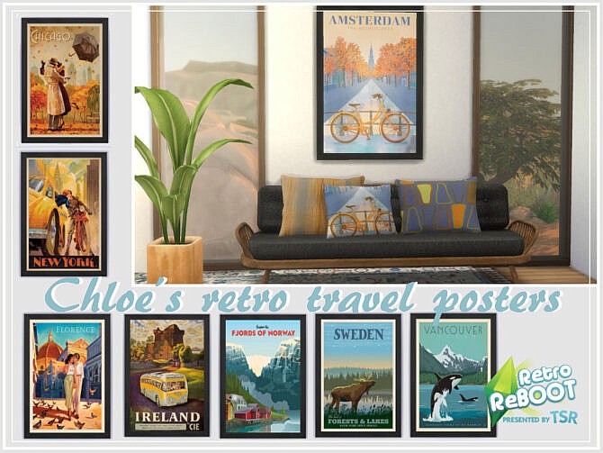 Sims 4 Retro Chloes Retro Travel Posters by philo at TSR