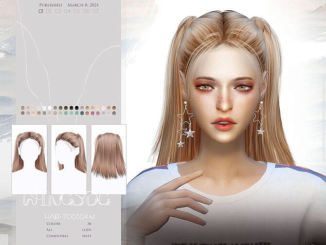 Sims 4 WINGS TO0304 hair by wingssims at TSR