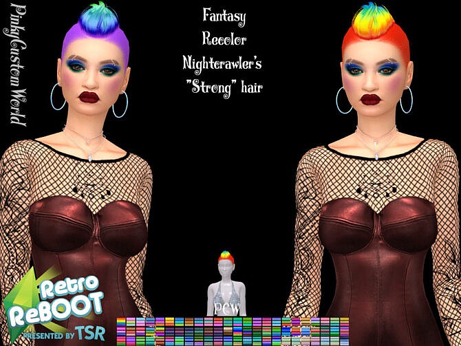 Sims 4 Fantasy Recolor of Nightcrawlers Strong hair by PinkyCustomWorld at TSR