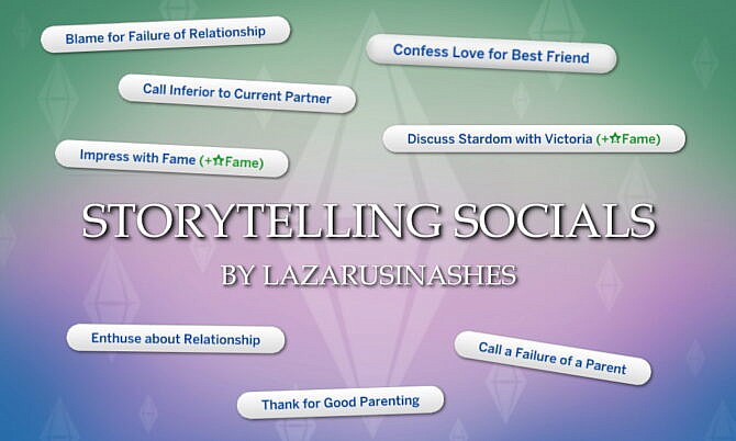 Sims 4 Storytelling Socials v0.9 by lazarusinashes at Mod The Sims 4