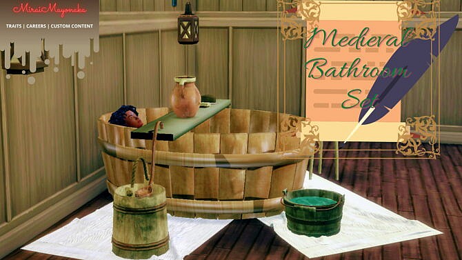 Sims 4 Medieval Bathroom Set by MiraiMayonaka at Mod The Sims 4