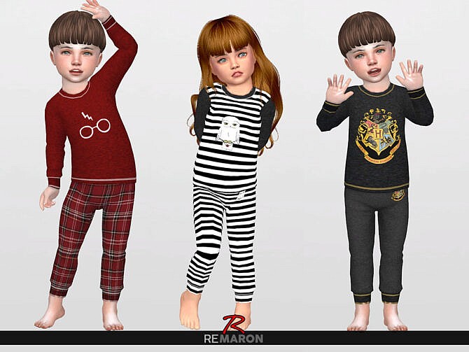 Sims 4 Harry Potter PJs Top for Toddler 01 by remaron at TSR