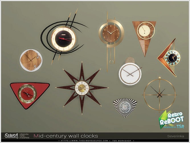 Midcentury wall clocks by Severinka at TSR » Sims 4 Updates