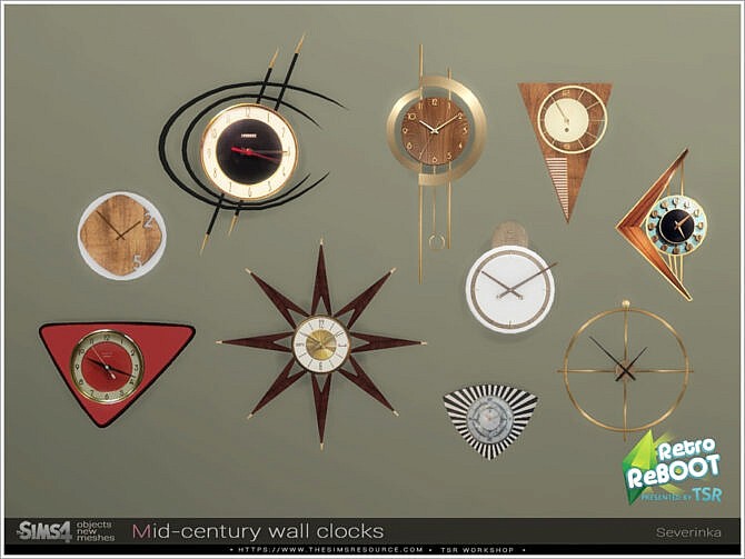 Sims 4 Mid century wall clocks by Severinka at TSR