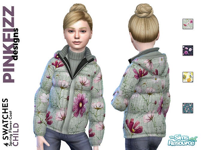 Sims 4 Spring Flower Coat by Pinkfizzzzz at TSR