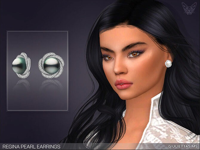 Sims 4 Regina Pearl Earrings by feyona at TSR