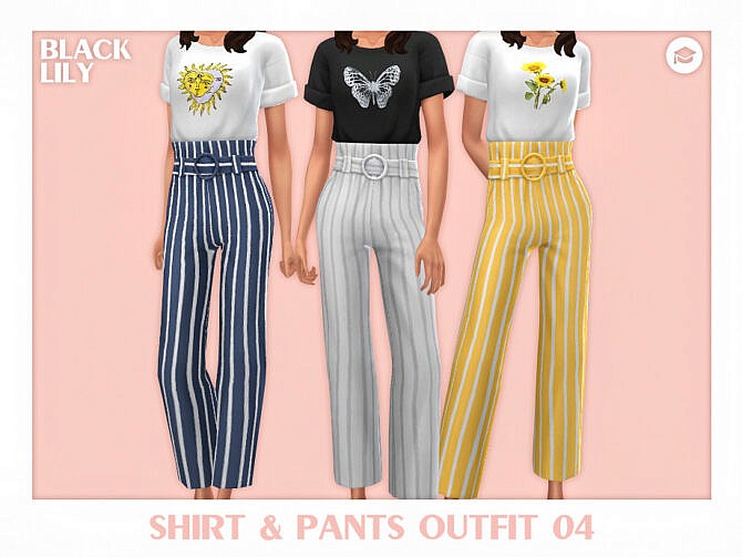 Sims 4 Shirt & Pants Outfit 04 by Black Lily at TSR