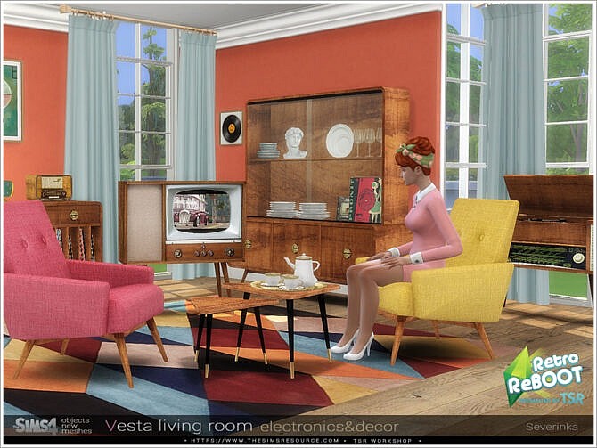 Sims 4 Vesta livingroom electronics / decor by Severinka at TSR