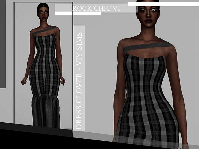 Sims 4 Rock Chic VI Dress CLOVER by Viy Sims at TSR