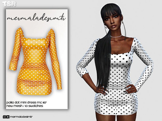 Sims 4 Polka Dot Mini Dress MC167 by mermaladesimtr at TSR