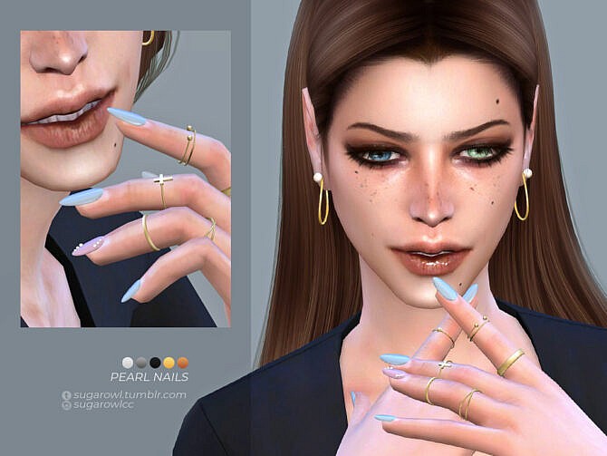 Sims 4 Pearl nails by sugar owl at TSR