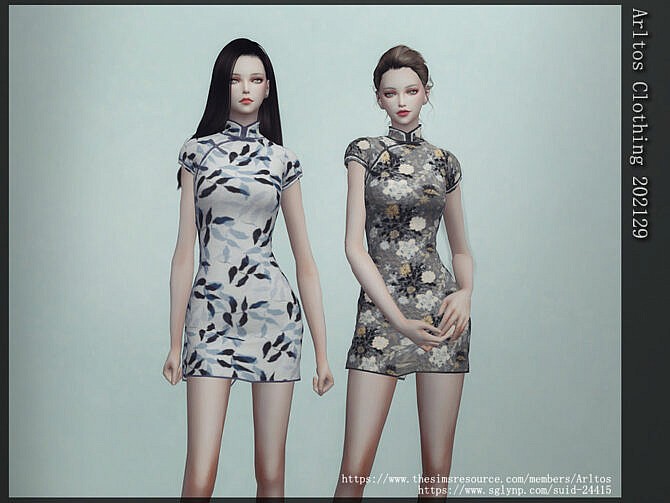 Sims 4 Mini Qipao Dress by Arltos at TSR
