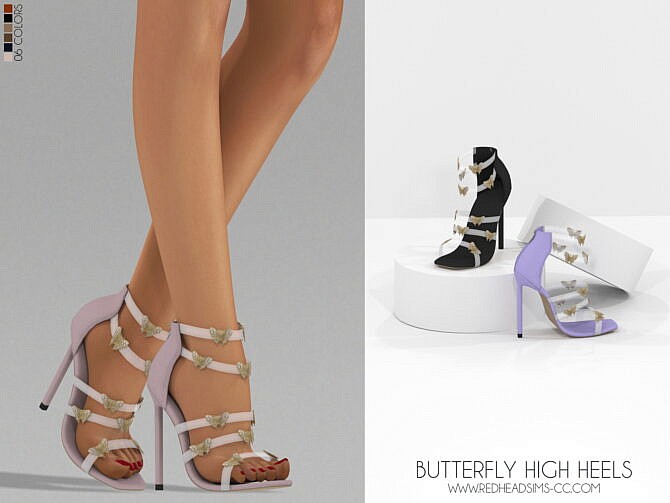 Sims 4 BUTTERFLY HIGH HEELS at REDHEADSIMS