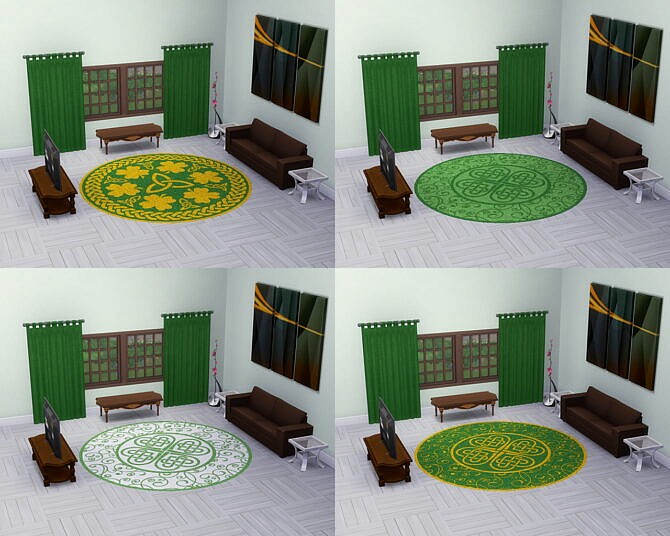 Sims 4 Celtic Shamrock Circle Rugs by Sarinilli at Mod The Sims 4