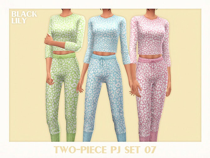 Sims 4 Two Piece PJ Set 07 by Black Lily at TSR