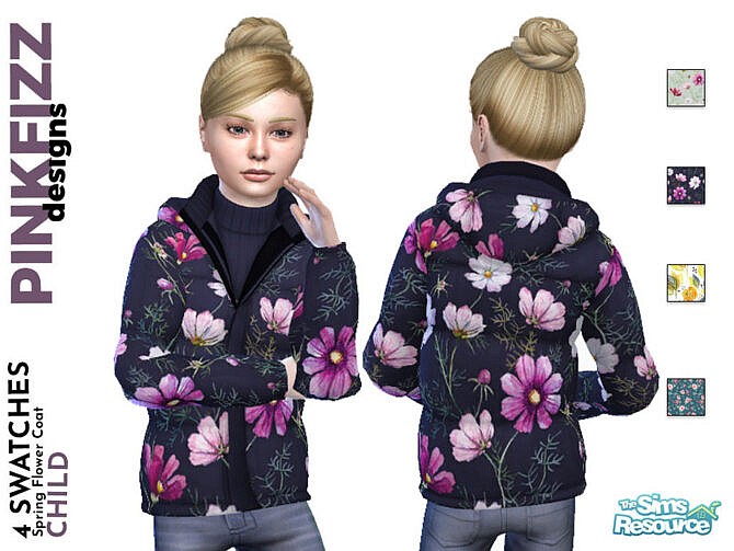 Sims 4 Spring Flower Coat by Pinkfizzzzz at TSR
