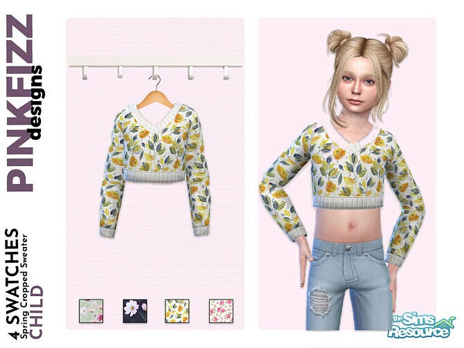 Sims 4 Spring Cropped Sweater by Pinkfizzzzz at TSR