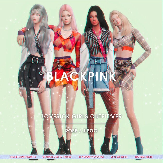 Sims 4 BLACKPINK LOVESICK GIRLS OUTFIT SET at NEWEN
